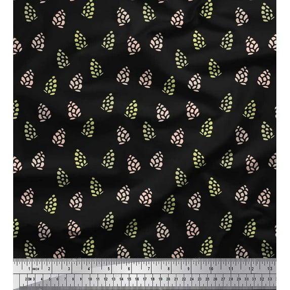 Soimoi Black Cotton Duck Fabric Fruits Fabric Prints By Yard 42 Inch Wide