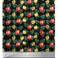 thumbnail image 1 of Soimoi Black Cotton Duck Fabric Leaves & Colorful Capsicum Vegetable Print Sewing Fabric Yard 42 Inch Wide, 1 of 1
