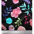 thumbnail image 1 of Soimoi Black Cotton Duck Fabric Leaves & Floral Printed Fabric 1 Yard 42 Inch Wide, 1 of 1