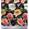 thumbnail image 1 of Soimoi Black Cotton Duck Fabric Leaves & Floral Watercolor Decor Fabric Printed BTY 42 Inch Wide, 1 of 1