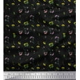 thumbnail image 1 of Soimoi Black Cotton Duck Fabric Leaves & Floral Watercolor Print Fabric by Yard 44 Inch Wide, 1 of 3
