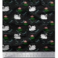 thumbnail image 1 of Soimoi Black Cotton Duck Fabric Leaves,Lotus & Swan Bird Print Fabric by the Yard 42 Inch Wide, 1 of 1