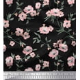 thumbnail image 1 of Soimoi Black Cotton Duck Fabric Leaves & Peony Floral Printed Fabric 1 Yard 42 Inch Wide, 1 of 3