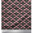 thumbnail image 1 of Soimoi Black Cotton Duck Fabric Leaves,Pink Floral & Ogee Damask Print Fabric by The Yard 44 Inch Wide, 1 of 3