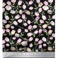 thumbnail image 1 of Soimoi Black Cotton Duck Fabric Leaves & Rose Floral Decor Fabric Printed Yard 42 Inch Wide, 1 of 3