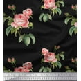 thumbnail image 1 of Soimoi Black Cotton Duck Fabric Leaves & Rose Floral Print Fabric by the Yard 42 Inch Wide, 1 of 3