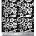thumbnail image 1 of Soimoi Black Cotton Duck Fabric Monstera Leaf & Floral Print Sewing Fabric Yard 42 Inch Wide, 1 of 3
