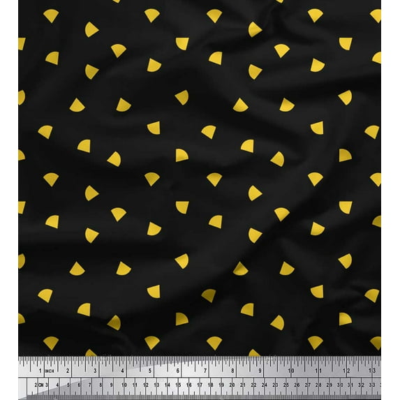 Soimoi Black Cotton Duck Fabric Nachos & Salsa Food Print Fabric by the Yard 42 Inch Wide