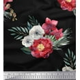 thumbnail image 1 of Soimoi Black Cotton Duck Fabric Peony & Anemone Floral Print Print Fabric by the Yard 44 Inch Wide, 1 of 3