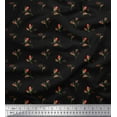 thumbnail image 1 of Soimoi Black Cotton Duck Fabric Rose Buds Floral Print Fabric by Yard 42 Inch Wide, 1 of 3
