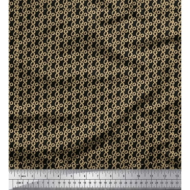 Soimoi Black Cotton Duck Fabric Small Circle Geometric Print Fabric by Yard 42 Inch Wide