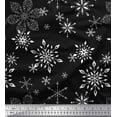 thumbnail image 1 of Soimoi Black Cotton Duck Fabric Snow Flakes Floral Decor Fabric Printed Yard 42 Inch Wide, 1 of 3