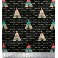 thumbnail image 1 of Soimoi Black Cotton Duck Fabric Tent & Arrow Tribal Print Sewing Fabric Yard 42 Inch Wide, 1 of 3