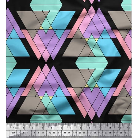 Soimoi Black Cotton Duck Fabric Triangle Geometric Fabric Prints By Yard 42 Inch Wide