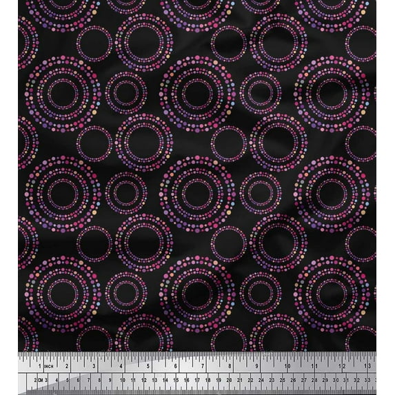 Soimoi Black Cotton Jersey Fabric Dots & Circle Geometric Printed Fabric 1 Yard 58 Inch Wide