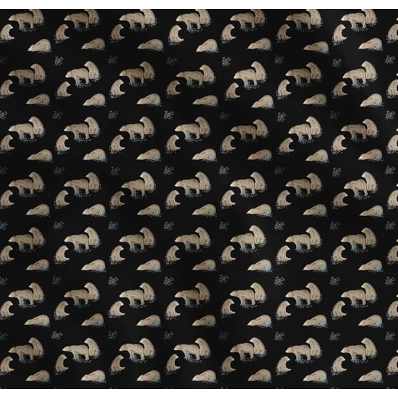 Soimoi Black Cotton Poplin Fabric Bear Animal Print Fabric by the Yard 42 Inch Wide