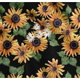 thumbnail image 1 of Soimoi Black Cotton Poplin Fabric Leaves & Sunflower Floral Print Fabric by the Yard 42 Inch Wide, 1 of 7