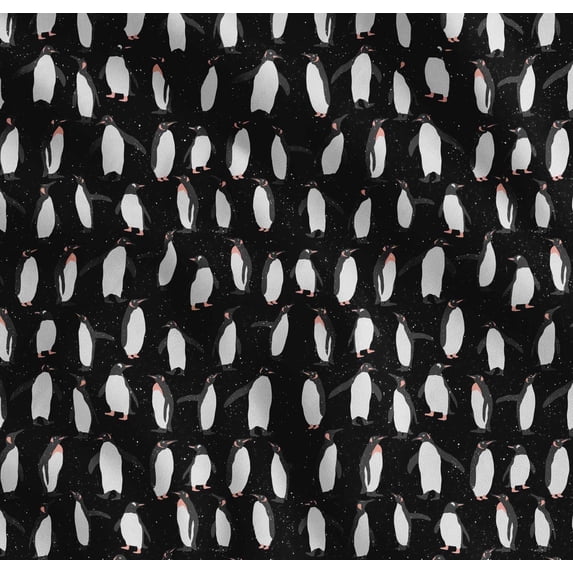 Soimoi Black Cotton Poplin Fabric Penguin Ocean Printed Craft Fabric by the Yard 56 Inch Wide