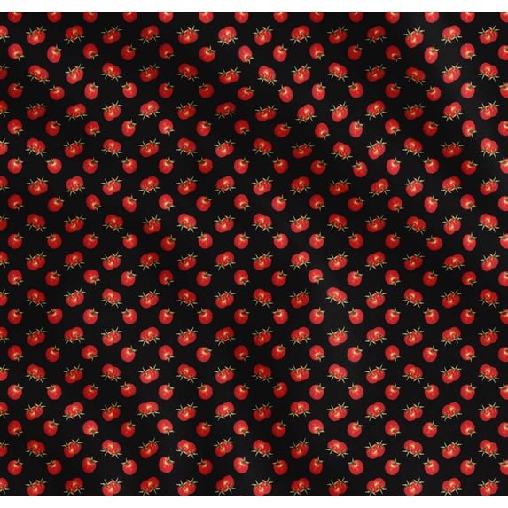 Soimoi Black Cotton Poplin Fabric Tomato Vegetable Print Fabric by the Yard 56 Inch Wide