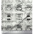 thumbnail image 1 of Soimoi Black Cotton Voile Fabric Caramel & Americano Coffee Beverages Print Fabric by the Yard 42 Inch Wide, 1 of 3