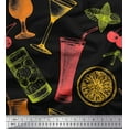 thumbnail image 1 of Soimoi Black Cotton Voile Fabric Lemon Slice & Soft Drinks Summer Designs Print Fabric by the Yard 42 Inch Wide, 1 of 1