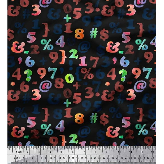 Soimoi Black Cotton Voile Fabric Mathematical Symbol Print Fabric by Yard 42 Inch Wide