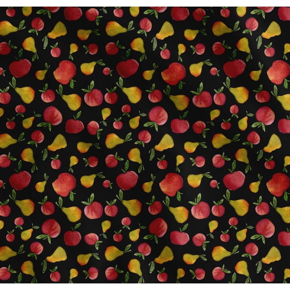 Soimoi Black Cotton Voile Fabric Mix Fruit Fabric Prints By Yard 42 Inch Wide