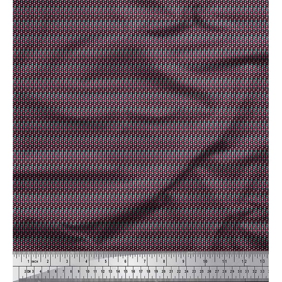 Soimoi Black Cotton Voile Fabric Pink & Blue Brush Stroke Decor Fabric Printed Yard 42 Inch Wide