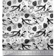 thumbnail image 1 of Soimoi Black Cotton Voile Fabric Spruce Leaves & Baubles Christmas Print Fabric by the Yard 42 Inch Wide, 1 of 3