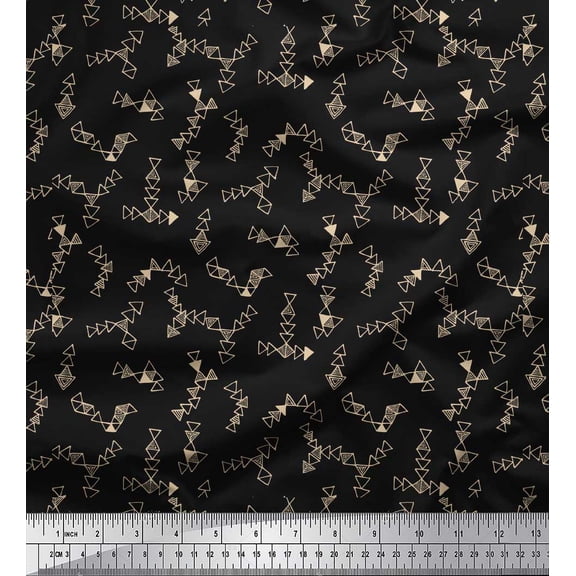 Soimoi Black Cotton Voile Fabric Triangle Art Geometric Print Sewing Fabric Yard 42 Inch Wide