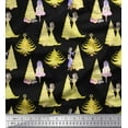 thumbnail image 1 of Soimoi Black Cotton Voile Fabric Women,Gift Box & Tree Christmas Print Fabric by the Yard 42 Inch Wide, 1 of 3