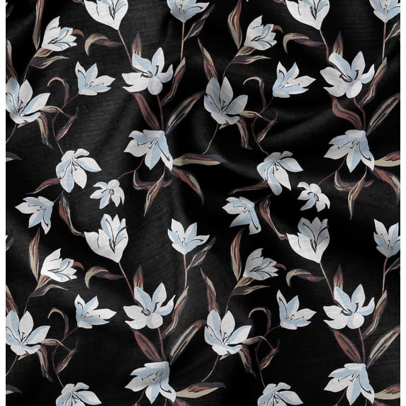 Soimoi Black Fabric - By the Yard - 42 Inch Wide - Florals Print Fabric - Elegant and Timeless Patterns for Fashion and Home Decor Printed Fabric