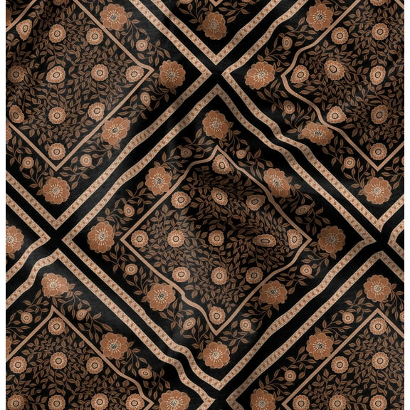 Soimoi Black Fabric - By the Yard - 42 Inch Wide - Geometric Floral Textile - Contemporary and Stylish Designs for Fashion and Crafts Printed Fabric