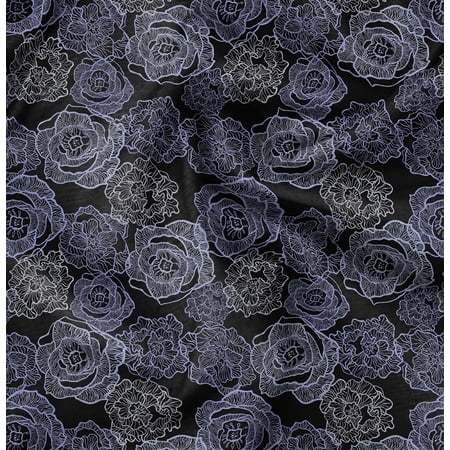 Soimoi Black Fabric - By the Yard - 42 Inch Wide - Rose Floral Pattern Textile - Romantic and Delicate Designs for Stylish Projects Printed Fabric