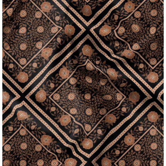 Soimoi Black Fabric - By the Yard - 56 Inch Wide - Geometric Floral Textile - Contemporary and Stylish Designs for Fashion and Crafts Printed Fabric