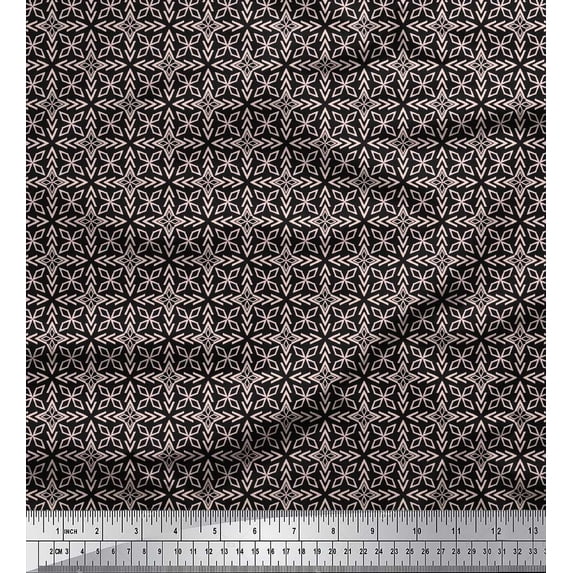 Soimoi Black Georgette Viscose Fabric Arrow & Diamond Geometric Decor Fabric Printed Yard 42 Inch Wide