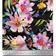 thumbnail image 1 of Soimoi Black Georgette Viscose Fabric Leaves & Floral Print Fabric by Yard 42 Inch Wide, 1 of 1