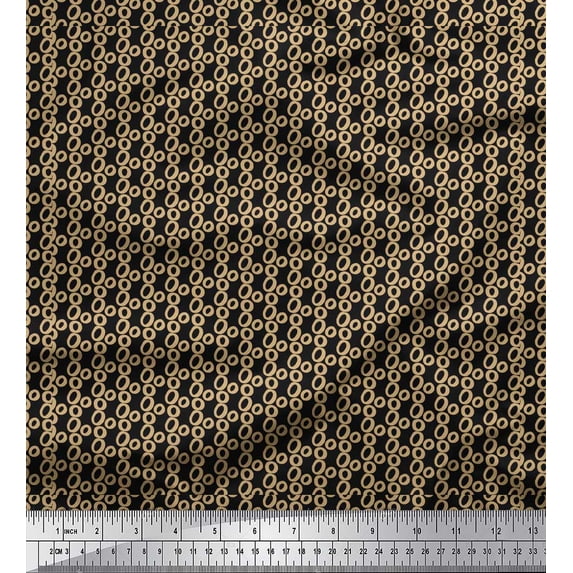 Soimoi Black Heavy Canvas Fabric Small Circle Geometric Decor Fabric Printed Yard 58 Inch Wide