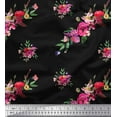 thumbnail image 1 of Soimoi Black Heavy Satin Fabric Leaves & Ranunculus Floral Print Fabric by Yard 54 Inch Wide, 1 of 3