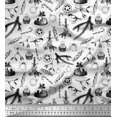 thumbnail image 1 of Soimoi Black Japan Crepe Satin Fabric Candies,Bell & Baubles Christmas Print Fabric by Yard 42 Inch Wide, 1 of 3
