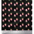 thumbnail image 1 of Soimoi Black Moss Georgette Fabric Strawberry Fruit Printed Craft Fabric by the Yard 44 Inch Wide, 1 of 3