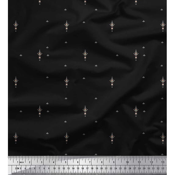 Soimoi Black Poly Georgette Fabric Abstracts Abstract Printed Craft Fabric by the Yard 52 Inch Wide
