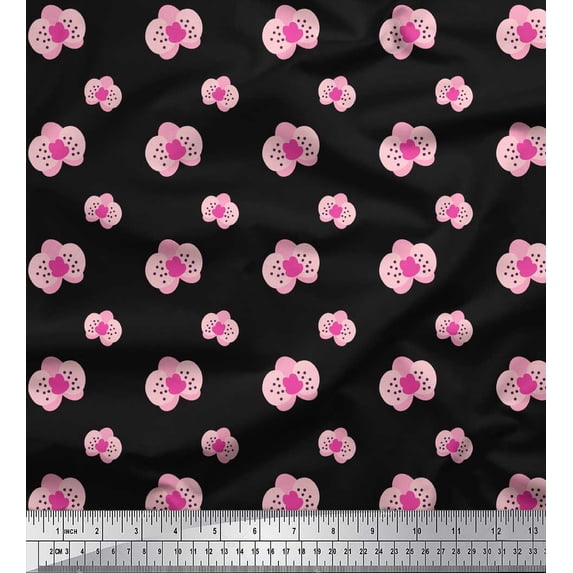 Soimoi Black Poly Georgette Fabric Artistic Floral Fabric Prints By Yard 52 Inch Wide