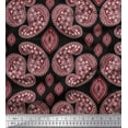 thumbnail image 1 of Soimoi Black Poly Georgette Fabric Maroon Paisley Print Fabric by Yard 52 Inch Wide, 1 of 1