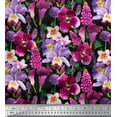 thumbnail image 1 of Soimoi Black Rayon Fabric Pink & Purple Floral Watercolor Fabric Prints by Yard 42 Inch Wide, 1 of 1