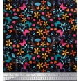 thumbnail image 1 of Soimoi Black Silk Fabric Flower & Butterfly Decor Fabric Printed BTY 42 Inch Wide, 1 of 3