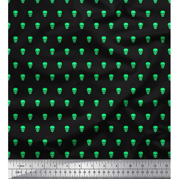 Soimoi Black Velvet Fabric Skull Skull Print Sewing Fabric Yard 60 Inch Wide