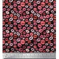 thumbnail image 1 of Soimoi Black polyester Crepe Fabric Lips Women Fabric Prints By Yard 42 Inch Wide, 1 of 3