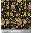 thumbnail image 1 of Soimoi Black polyester Crepe Fabric Mandala & Paisley Print Fabric by the Yard 42 Inch Wide, 1 of 3