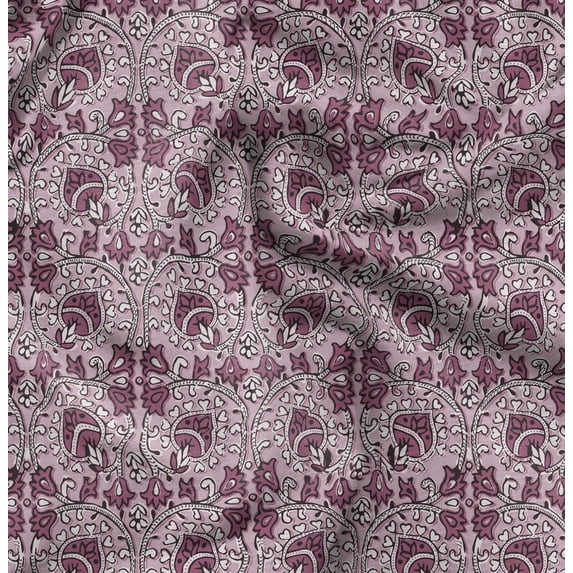 Soimoi Block Print Printed, Poly Canvas Fabric, Decor Sewing Fabric by The Yard 56 Inch Wide,Decorative Fabric for Curtains Tote Bags, Pink